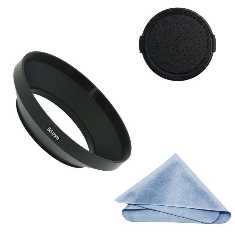 SIOTI 55mm Lens Hood, Oxidation Matte Anti Reflective Treatment, Aluminum Alloy, with 1 * 72mm Lens Cap, Compatible with Sony/Canon/Nikon/Fuji etc >16mm Camera Lens - Image 1